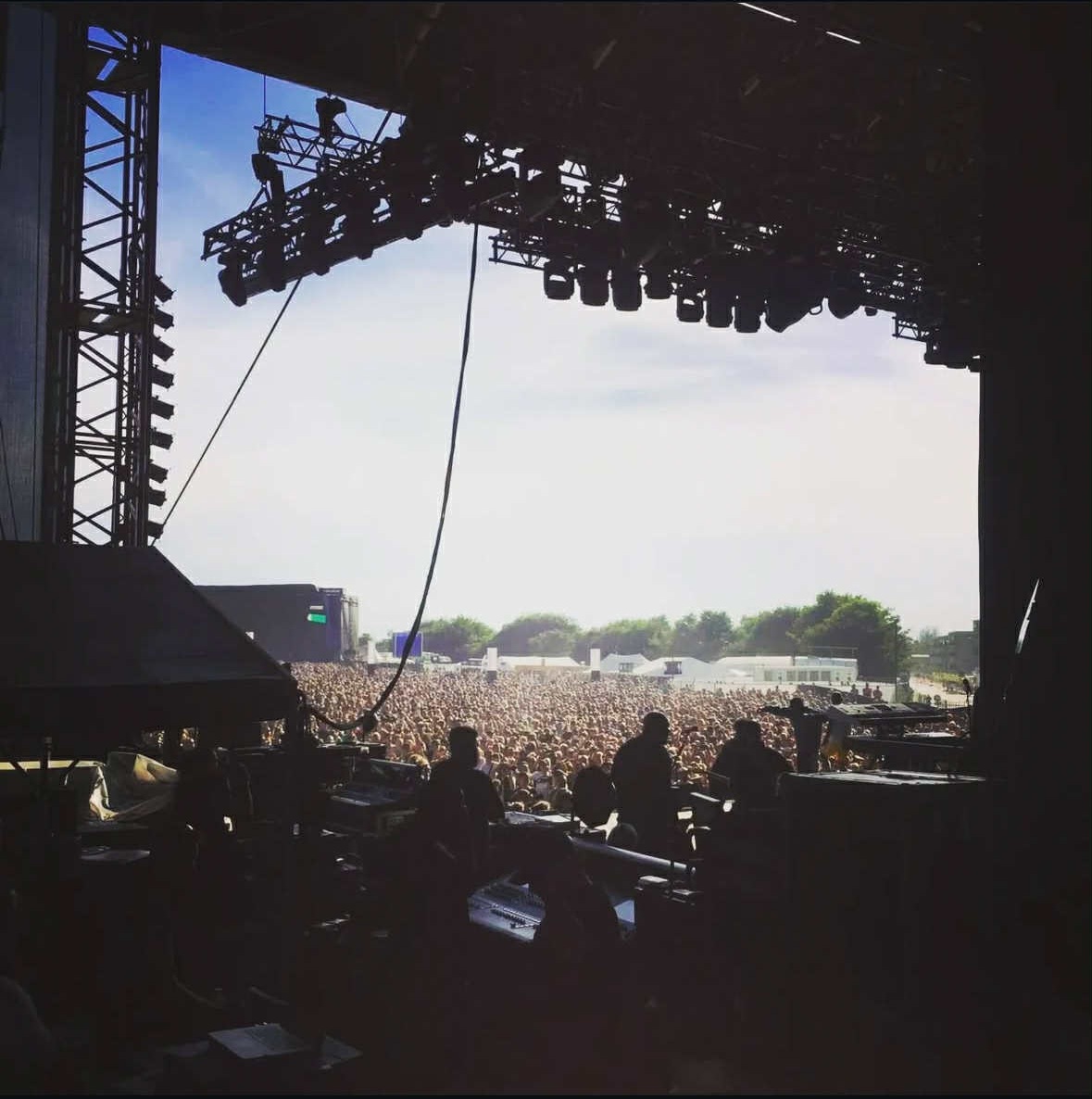 Crew members working at an event